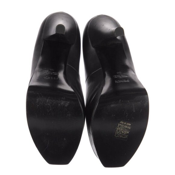 Fendi Authentic Solid Black Leather High Heel Pumps 9 - Picture 5 of 9